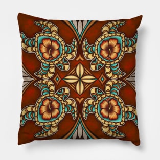 Tapa Turtles - ruby Pillow