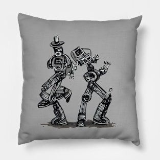 Dancing Robots 1 steampunk artwork Pillow