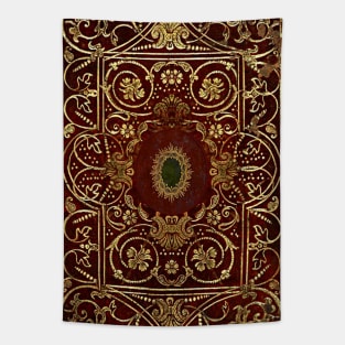 Gilded Leather Style Old Book Cover Tapestry