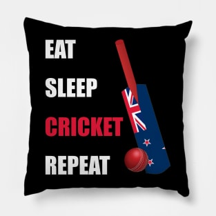 Eat Sleep Cricket Repeat New Zealand Flag Cricket Bat Pillow