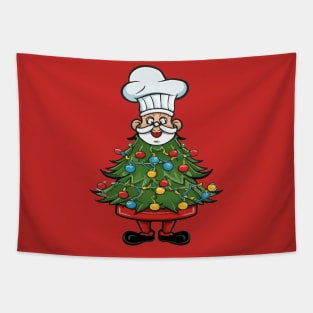 Chef Around The Christmas Tree Tapestry