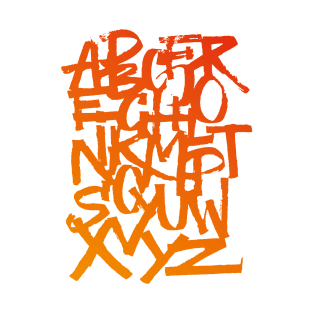 Calligraphy alphabet in a orange and red gradient T-Shirt