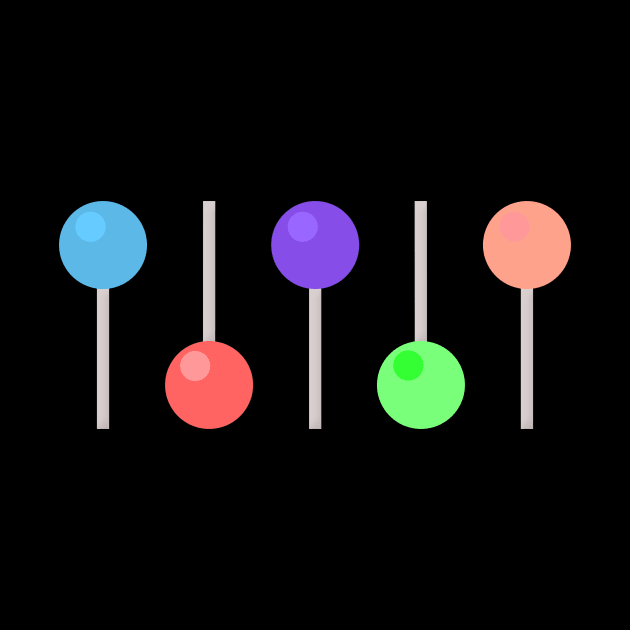 row of lolly candy lollipops in bright colours by ownedandloved