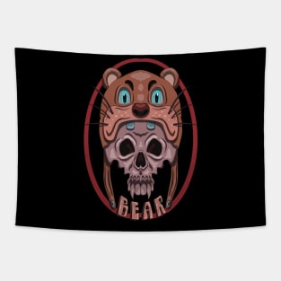 A skull demon wearing a cute bear Tapestry