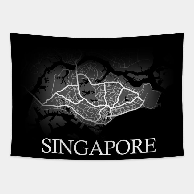 Singapore Map - Cartography Artwork Tapestry by SPAZE