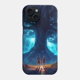 boy and girl standing under a beautiful fairy tale tree Phone Case