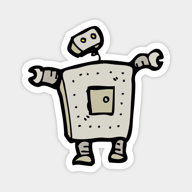 Square Shaped Robot Magnet by InkyArt