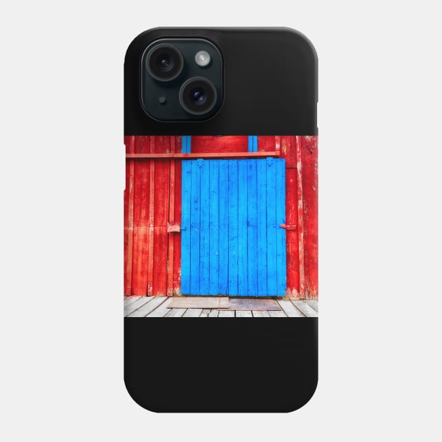 Blue Door On Red Phone Case by Robert Alsop