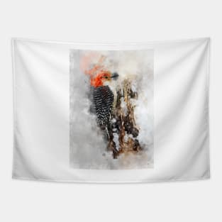 Woodpecker watercolour painting Tapestry