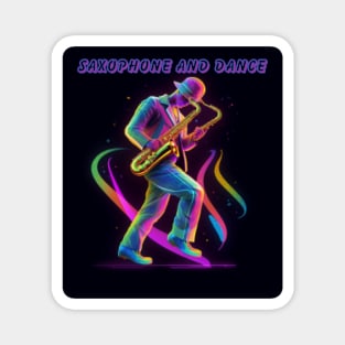 saxophone and dance, neon, saxophonist Magnet