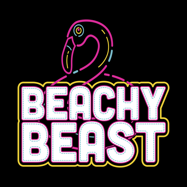 Beachy Beast 80s 90s Retro Flamingo by holger.brandt