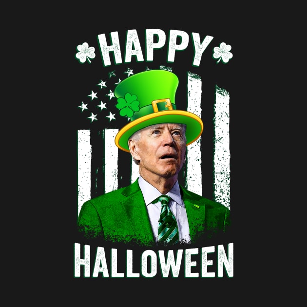 Biden St Patricks Day Happy Halloween Irish American Flag by petemphasis