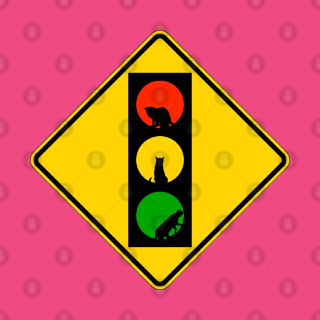 MUTCD W3-3 Signal Ahead with Funny Cats Sign by HipsterSketch