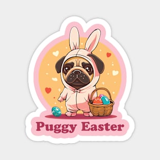 Easter bunny pug easter eggs Magnet