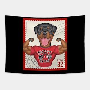 Cute Funny Rottie Rottweiler Postage Stamp Tapestry