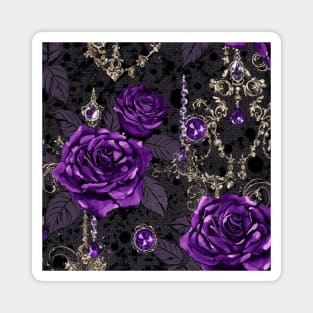 Purple Roses Jewelry Pattern Magnet