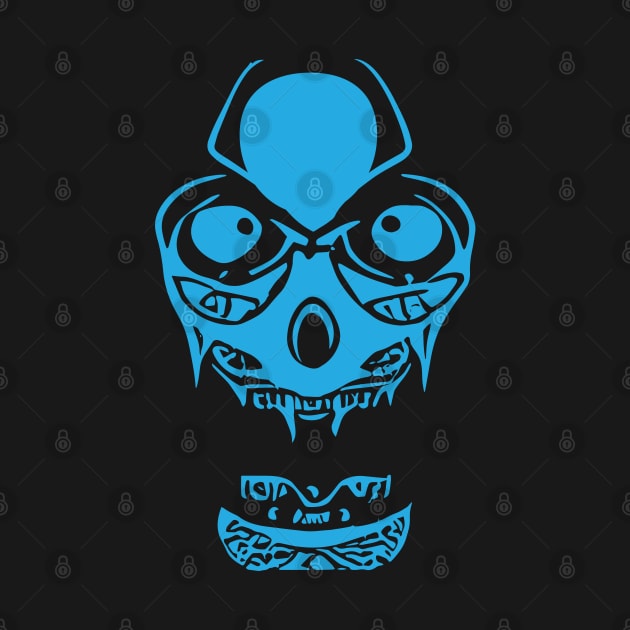 Alien Zombie Skull Blue Color by ulunkz