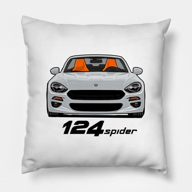 Fiat 124 Spider - White Pillow by Woreth