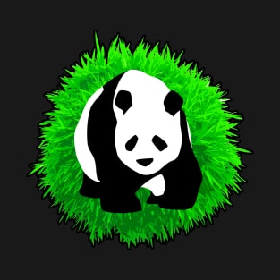 🐼 Cute Panda Illustration, Posed in front of a Bamboo Tree T-Shirt