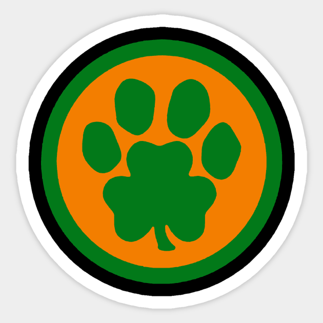 Paw Shamrock (green and orange) - Pet - Sticker