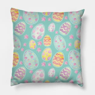 Pastel Watercolour Painted Easter Egg Pattern Pillow