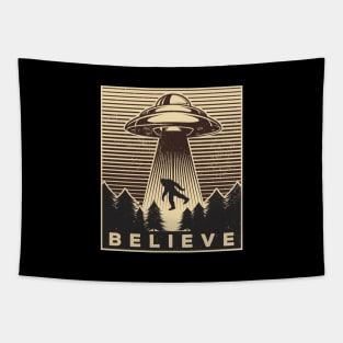 Bigfoot Ufo Retro Vintage Tapestry