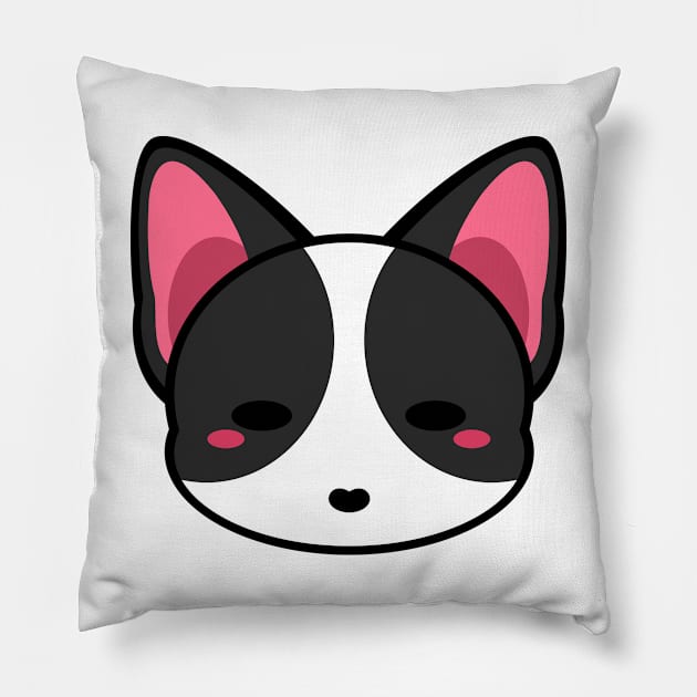 Cute Black and White Bull Terrier Pillow by alien3287