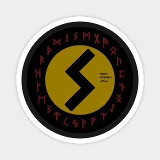 Yellow Sowulo Futhark Rune Symbol Magnet