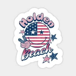 Holden Beach, NC Summertime Vacationing Patriotic Smiley Face Magnet