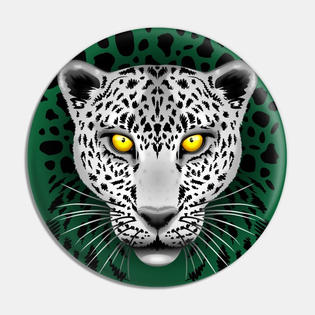 Snow Leopard with Yellow Eyes Pin by BluedarkArt