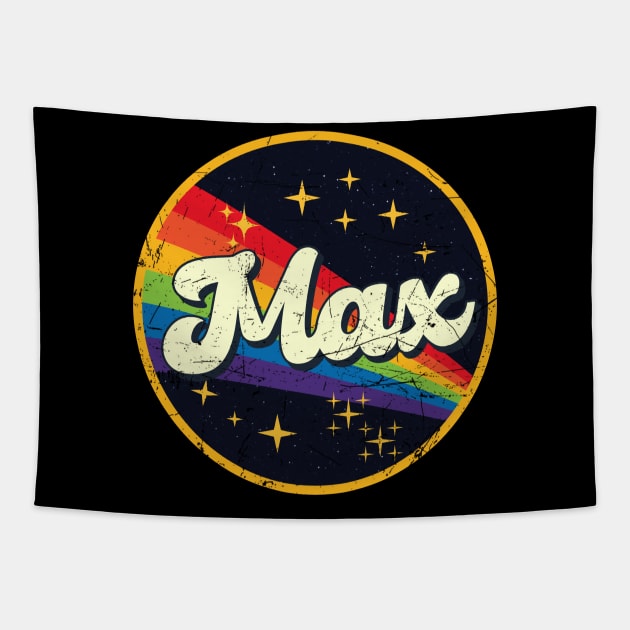 Max // Rainbow In Space Vintage Grunge-Style Tapestry by LMW Art