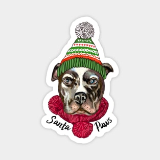 Santa Paws Pitbull Dog Magnet