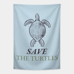 save the turtles Tapestry