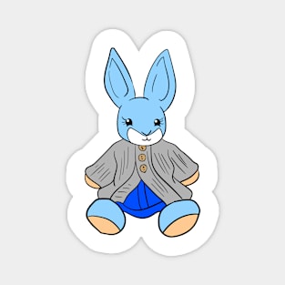 Old blue bunny with gray outfit Magnet