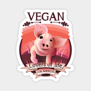 Vegan - Lovers of life. Los Angeles Vegan (dark lettering) Magnet