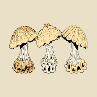 Mushrooms Trippy Beige T-Shirt