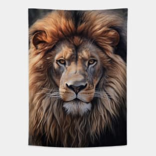 Majestic African Lion in Hyperrealistic Oil Paint - Amazing Zoo Art Tapestry