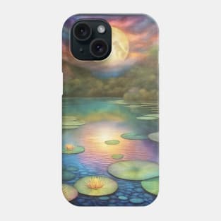 Waterlily Pond Full Moon Phone Case