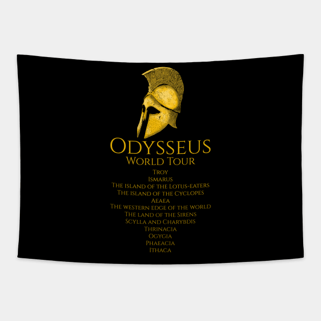 Odysseus World Tour - Ancient Greek Mythology Tapestry by Styr Designs