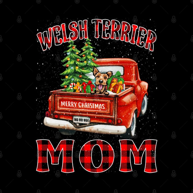 Christmas Welsh Terrier Mom Santa Hat Truck Tree Plaid Dog Mom Christmas by intelus