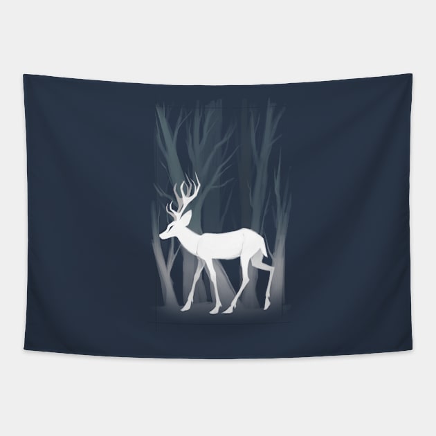 Snow Deer Tapestry by tattts