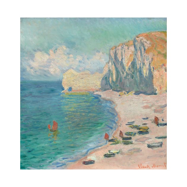 Etretat - The Beach and the Falaise d'Amont by Claude Monet by Classic Art Stall