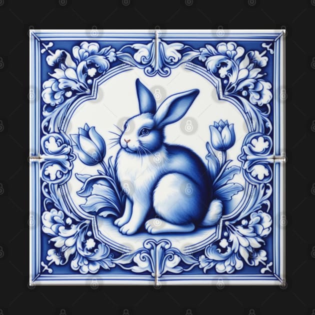 Vintage Dutch Tile: Rabbit No.1 by artnook