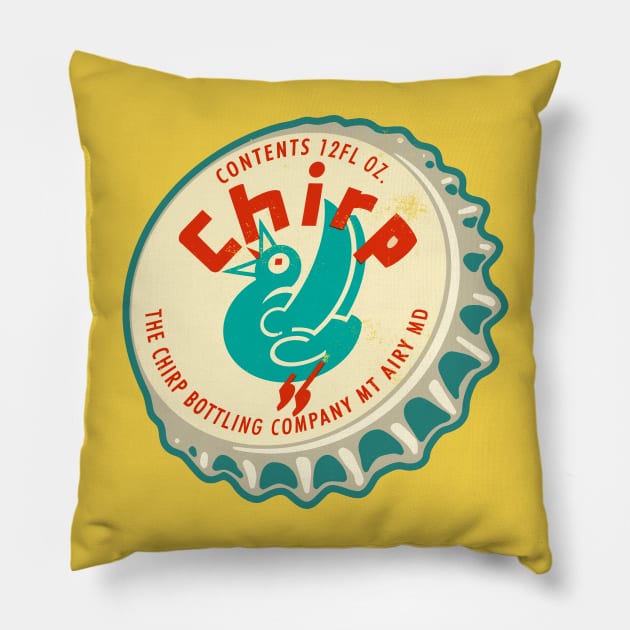 Vintage Chirp Soda Bottlecap Pillow by StudioPM71