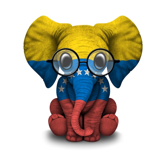 Baby Elephant with Glasses and Venezuelan Flag by jeffbartels