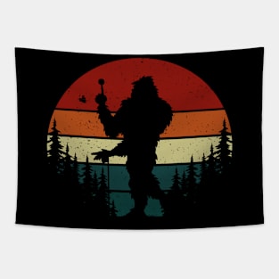 Retro Bigfoot spinning Golf Ball Tapestry