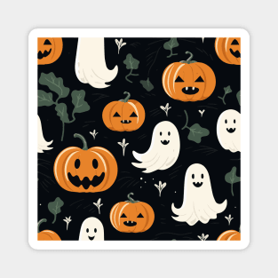 Ghost and pumpkins Halloween pattern Magnet