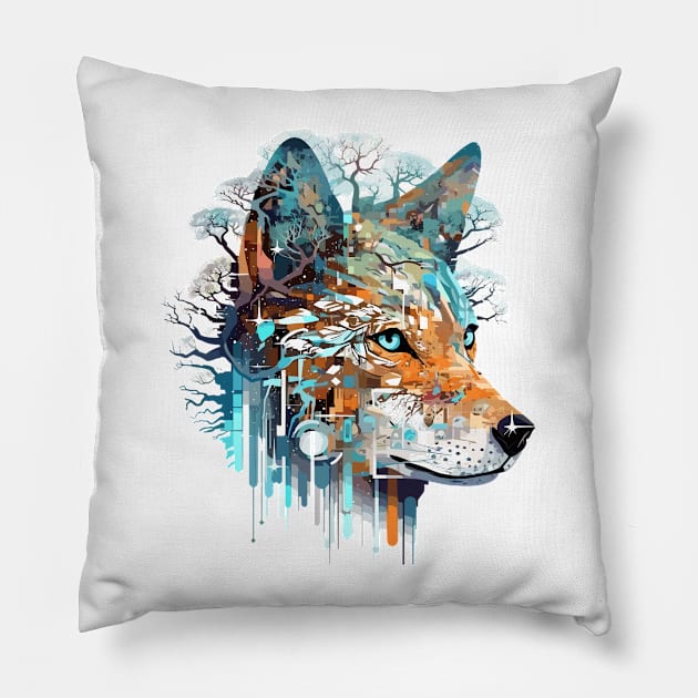 Wolf Alpha Animal World Predator Wild Nature Wilderness Pillow by Cubebox