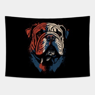 Patriotic Bulldog - Red, White, and Blue Bulldog Design Tapestry