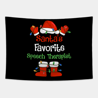 Santa's Favorite Speech Therapist Funny Christmas Pajamas Tapestry